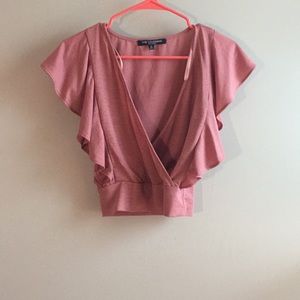 Pink Ruffle Crop Top